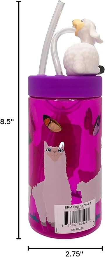 Kids Water Bottle, Toddler Cups, Tumbler with Lid and Straw, Travel Sippy Cup for Water or Milk, Kids Cups with Lids for Toddlers 3 and Up, BPA Free Plastic, 12 oz (Trend Zoo Llama) - Bloomnest