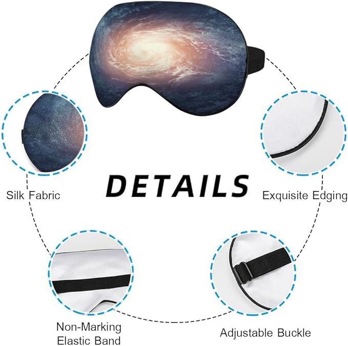 Space Galaxy Sleep Eye Cover Universe Beautiful Shining Star Silk Eye Mask for Sleeping with Adjustable Strap for Travel Nap Shift Work Office - Bloomnest