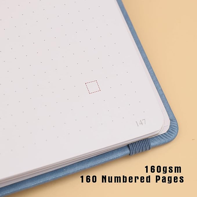 TIEFOSSI Dotted Journal Notebook, Dot Grid Notebook for Women Men, Hardcover PU Leather Journal, 160 GSM Thick Paper, 160 Numbered Pages with Gold Edges, 8 x 8 Square Diary - Bloomnest