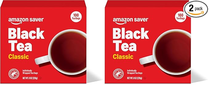 Amazon Brand - Happy Belly Tea Bags, Black, 100 Count (Previously Solimo) (Pack of 2) - Bloomnest