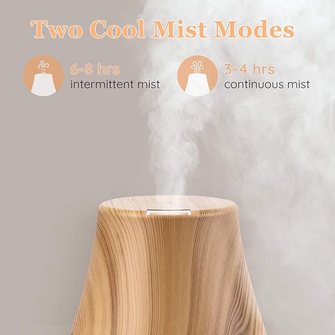 Aromatherapy Essential Oil Diffuser for Room: 100ml Air Humidifier Aroma Scent Cool Mist Diffusers Colorful Light Cute Mini Small Waterless Auto Off Ultrasonic for Home Bedroom (Yellow Wood Grain) - Bloomnest