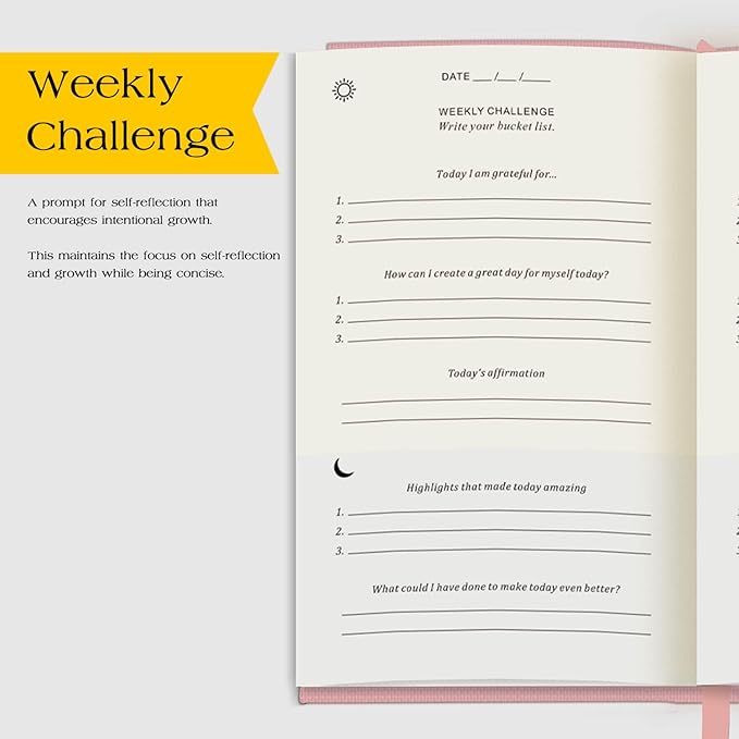 The Original Gratitude Journal with Inspiring Prompts & Quotes for Mindfulness, Reflection & Personal Growth - Daily Wellness Journal for Men & Women - Luxurious Linen Pink Cover Bloomnest