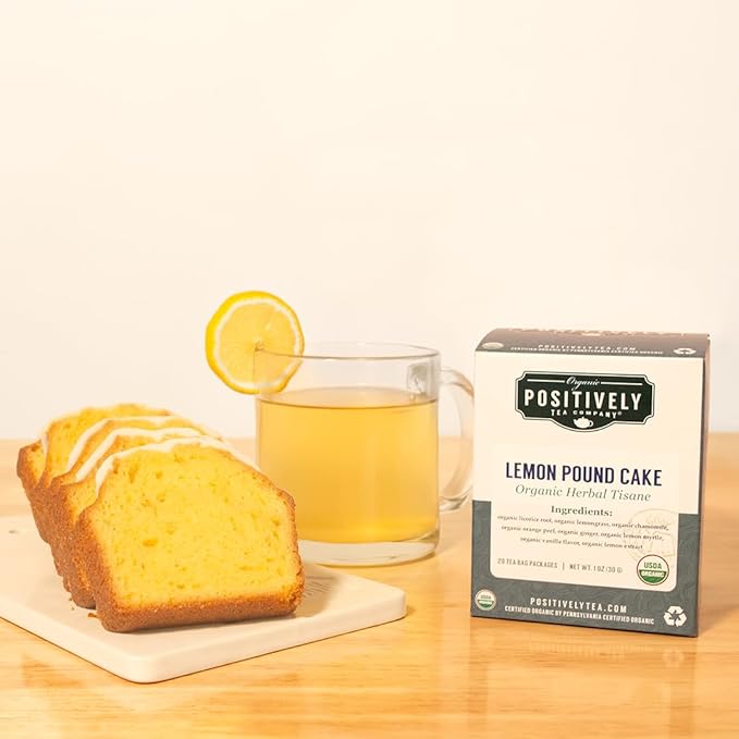 Organic Positively Tea Company, Lemon Pound Cake, Herbal Tea Bags, 20 Count - Bloomnest
