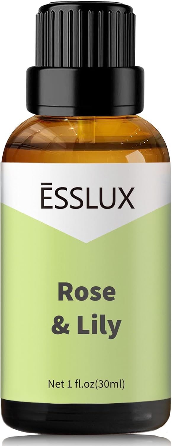 Rose & Lily Fragrance Oil - ESSLUX Essential Oils for Diffuser, Candle Soap Making Scents, Aromatherapy Scented Massage, Perfume for Humidifier Home Fragrance, 1 fl oz