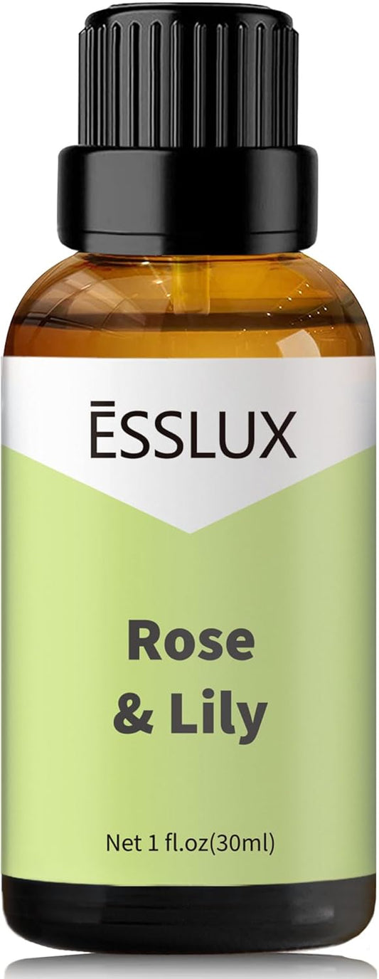 Rose & Lily Fragrance Oil - ESSLUX Essential Oils for Diffuser, Candle Soap Making Scents, Aromatherapy Scented Massage, Perfume for Humidifier Home Fragrance, 1 fl oz