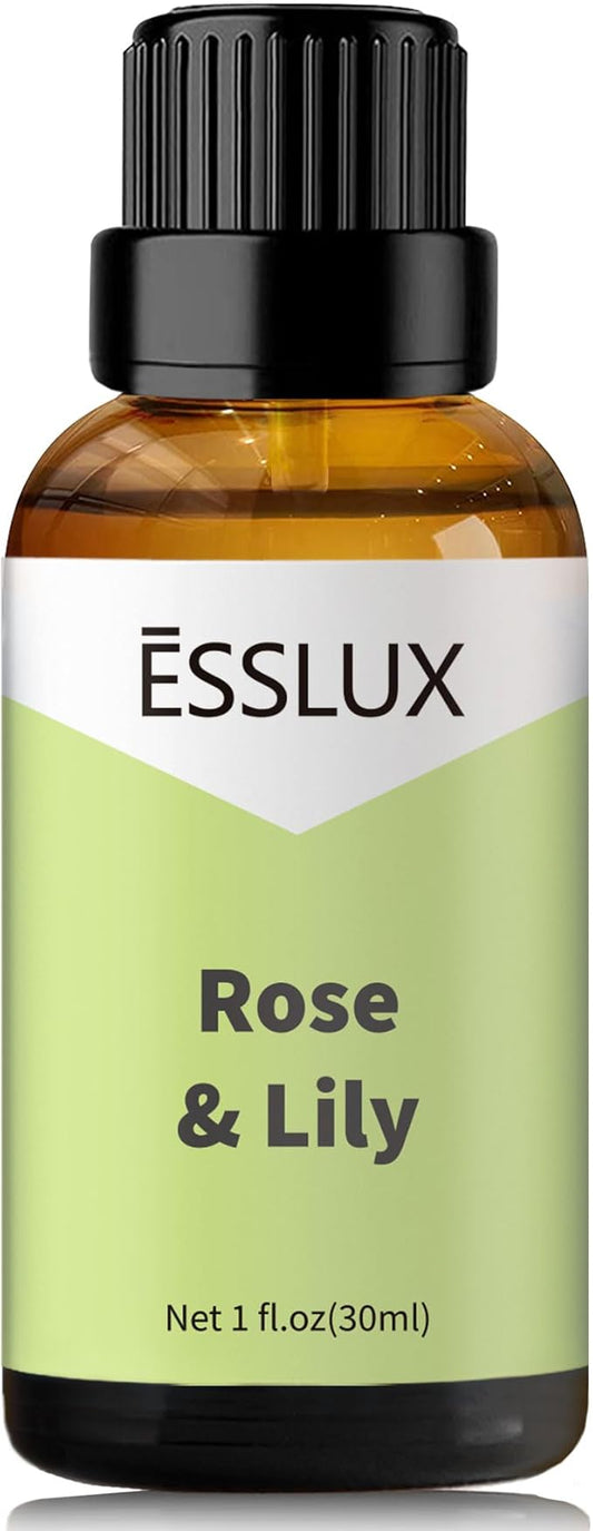 Rose & Lily Fragrance Oil - ESSLUX Essential Oils for Diffuser, Candle Soap Making Scents, Aromatherapy Scented Massage, Perfume for Humidifier Home Fragrance, 1 fl oz - Bloomnest