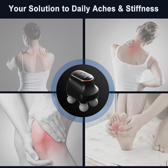 4 Head Massage Gun Deep Tissue, Mini Percussion Muscle Massage Gun for Pain Relief, Portable Electric Muscle Massager with 5 Speeds, 3 Attachments, USB Rechargeable - Ideal Gift for Men & Women - Bloomnest