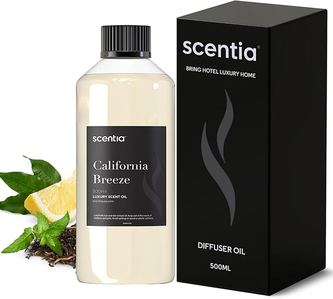 Scentia Hotel Diffuser Oil Inspired by The Delano Beach Club Hotel Scent - 500 mL 16.9 fl oz - Essential Oil Blend Orange, Green Tea & Jasmine for Aromatherapy Diffusers - California Breeze - Bloomnest