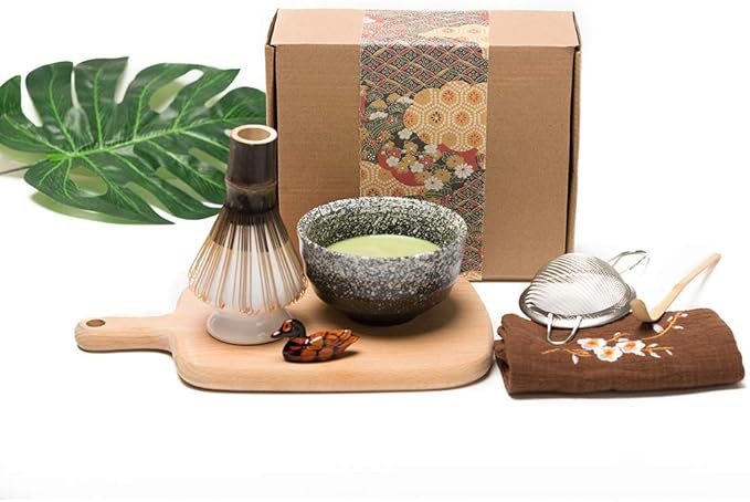 Bamboo Matcha Tea Whisk Set (Chasen) Matcha Bowl (Chawan) Bamboo Scoop (Chashaku) Ceramic Whisk Holder Handmade Matcha Ceremony Starter Kit For Traditional Japanese Tea Ceremony (7 Pcs). - Bloomnest