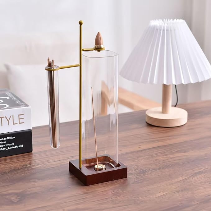 Incense Holder, Incense Burner for Sticks, Cone Incense Stand with Detachable Glass Ash Catcher & Storage Tube, Ease of Cleaning, Ash Collection, Home Decor - Bloomnest