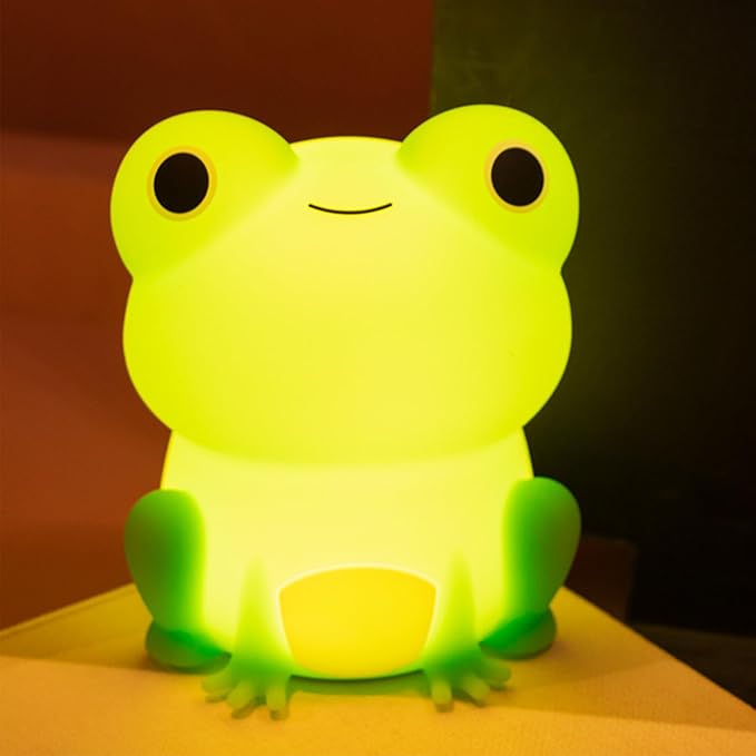 Night Light for Kids, Cute Frog Night Lamp Bedroom Nightlight for Girls Boys Teens, USB Rechargeable Silicone Animal Nightlight Christmas Birthday Gifts, Room Decor - Bloomnest