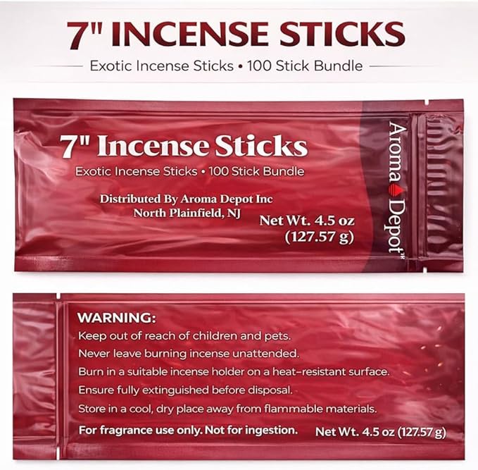 Aroma Depot 7 Inch Cherry Incense Sticks – 7” Charcoal Incense, 85–100 Count (1 Pack), 30–45 Minute Burn AromaDepotInc