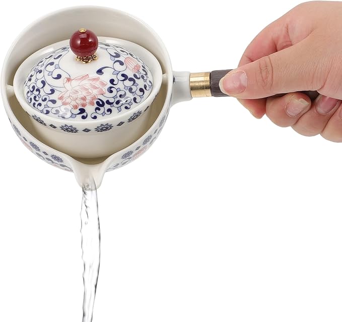 BESPORTBLE Rotatable Chinese Ceramic Teapot with Side Handle Vintage Porcelain Tea Kettle for Home Tea Ceremony with Smooth Surface - Bloomnest