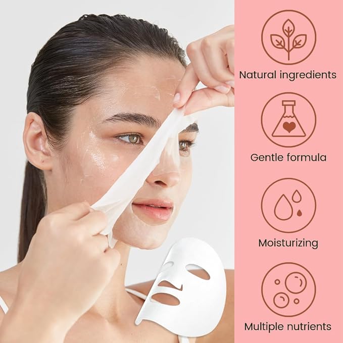 8 Pack Strawberry Face Mask,Pink Face Masks Skincare Spa Day Kit Supplies,Spa Party Favors for Women,Sheet Facial Mask Skincare Gifts Set,Moisturize Soothe for All Skin Types - Bloomnest