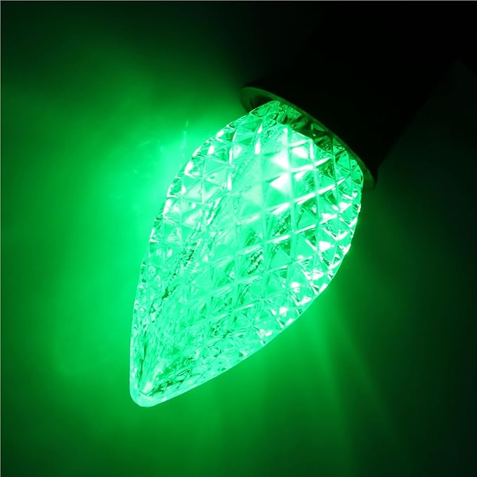 Meconard C7 Led Replacement Christmas Light Bulbs, C7 Shatterproof Led Bulbs for Christmas Indoor Outdoor String Lights, E12 Candelabra Base, Commercial Grade Holiday Light Bulbs, Green, 25 Pack - Bloomnest