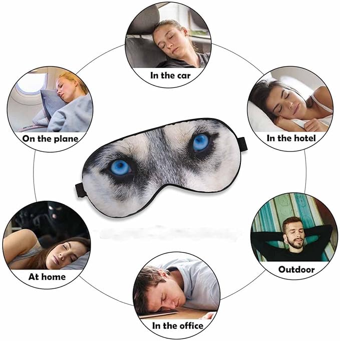 Husky Sleep Eye Mask Blue Wolf Eyes Staring Angry Look Men Women Sleep Mask with Adjustable Strap Eye Cover Eye Shade for Travel, Nap,Meditation - Bloomnest