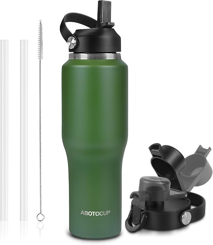 32oz Water Bottle Insulated with Powder Coated, Fit in Any Car Cup Holder, Water Bottles with Straw and Spout Lids, Stainless Steel Insulated Double Wall Leak-proof BPA Free to Keep Cold&Hot - Bloomnest
