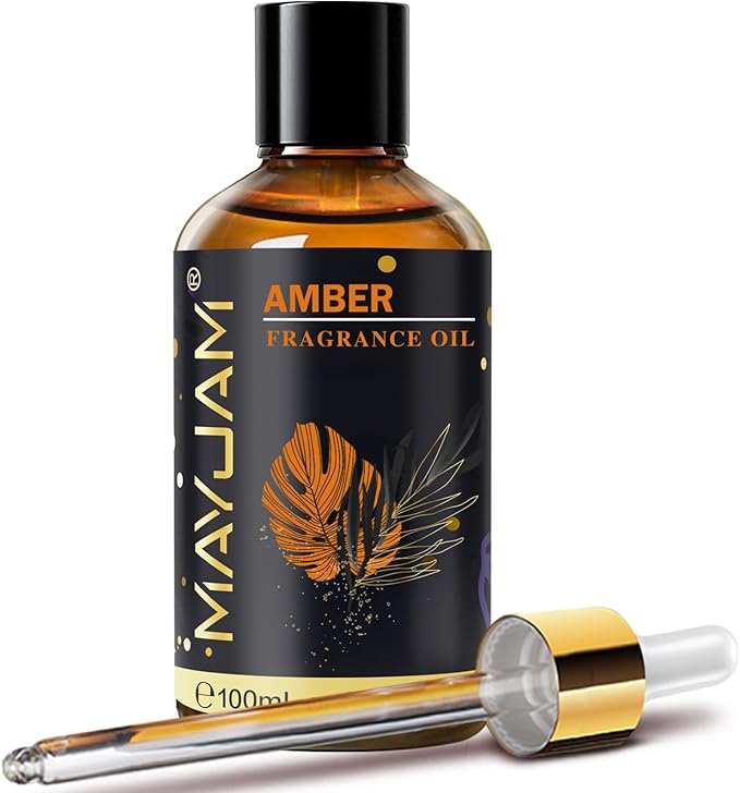Amber Fragrance Oil Essential Oil, MAYJAM 3.38FL.OZ Amber Oil for Diffusers for Home, Long Lasting Scented Oils for Soap Candle Making - 100ML MAYJAM