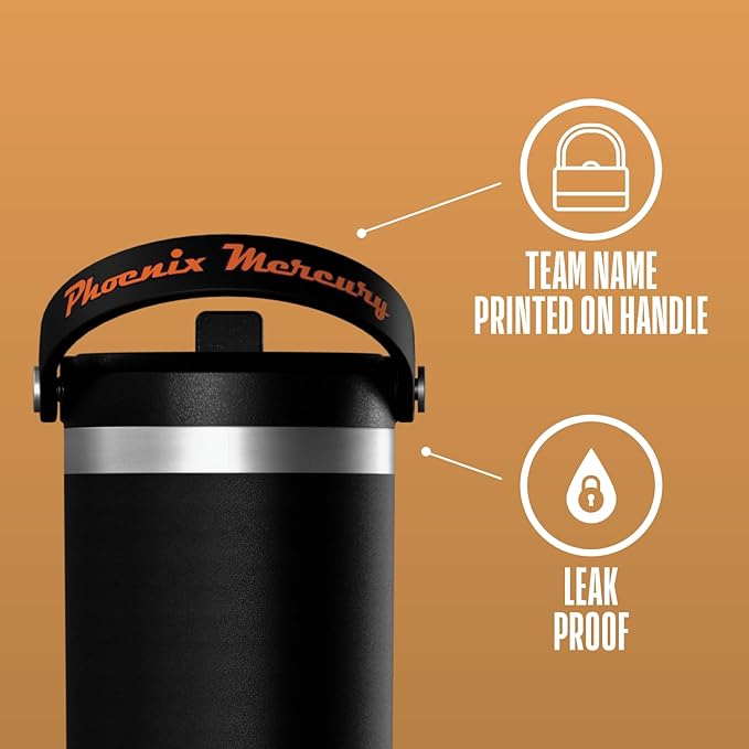 Hydrapeak x WNBA Officially Licensed Phoenix Mercury 32 oz Nomad Tumbler with Handle and Straw Lid, Leakproof Stainless Steel Water Bottle - Bloomnest