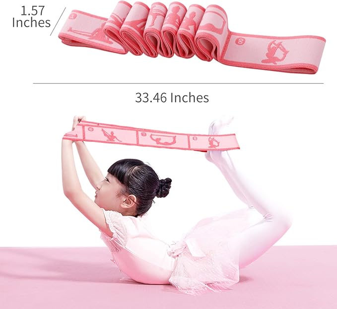 Adjustable Stretch Strap for Kids, 8-Loop Elastic Resistance Band for Children Gymnastics, Ballet Dance, Yoga, Stuff，Pilates & Flexibility Training, Home Exercise Equipment for Girls - Bloomnest