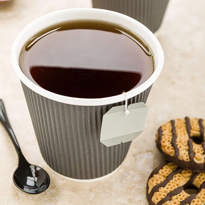 Restaurantware 8 Ounce Double Wall Disposable Coffee Cups, 500 Insulated Gray Paper Tumblers, with Ripple Wall Design, Lids Sold Separately for Hot Drinks like Tea, Hot Chocolate, and More - Bloomnest