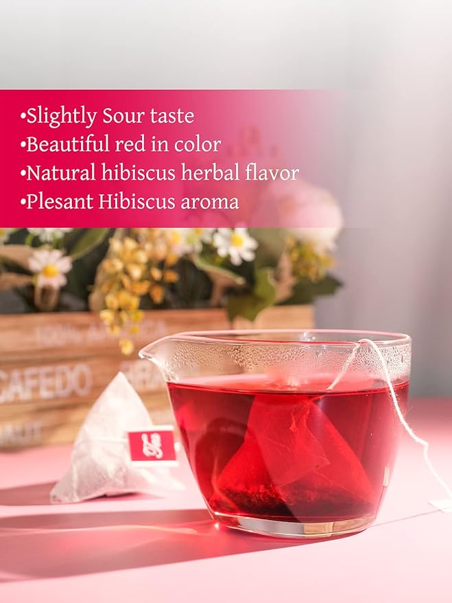 TeeLux Hibiscus Tea Bags, Natural Hibiscus Flowers Herbal Tea, Caffeine Free, Refreshing Tart Flavor, Hot & Iced Tea, 50 Count - Bloomnest
