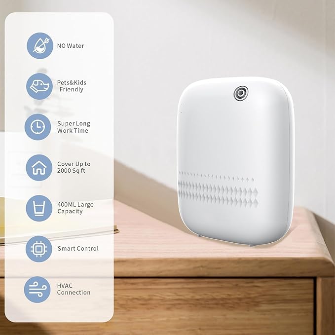 Upgraded Scent Air Machine for Home Cover Up to 2000 sq.ft, Hotel and Commercial Use 400ML Diffuser with 100ML White Tea Harmony Essential Oil, Waterless Cold Air Diffuser for Home, Office - Bloomnest