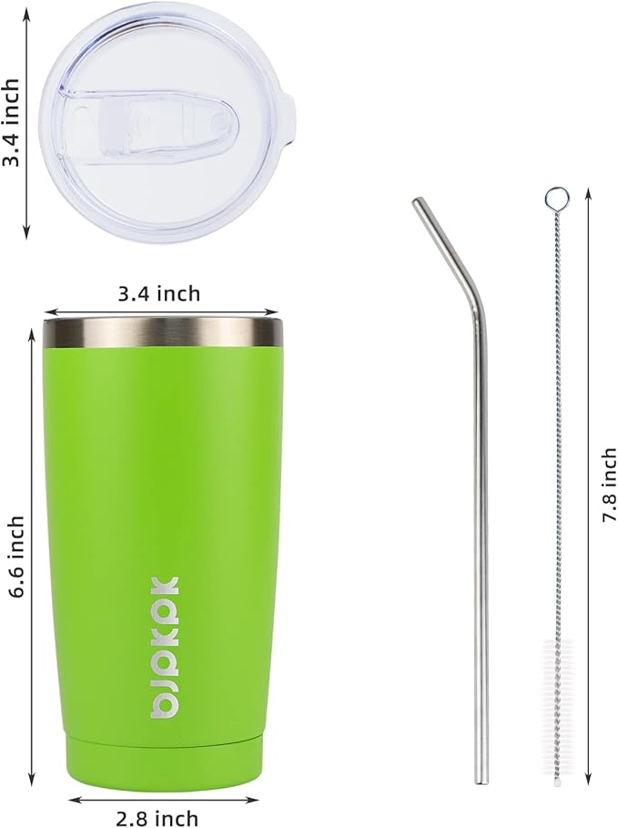 BJPKPK 20oz Tumbler with Lid and Straw Stainless Steel Tumbler Cup Vacuum Insulated Double Wall Travel Coffee Mug,Green - Bloomnest