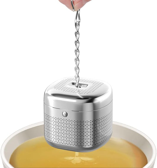 Reinmoson Tea Balls for Loose Tea, 304 Stainless Steel Extra Fine Mesh Tea Infusers for Loose Tea, Retractable Chain Design Tea Strainers for Loose Leaf Tea Single Cup, Come with 1 Saucer - Bloomnest