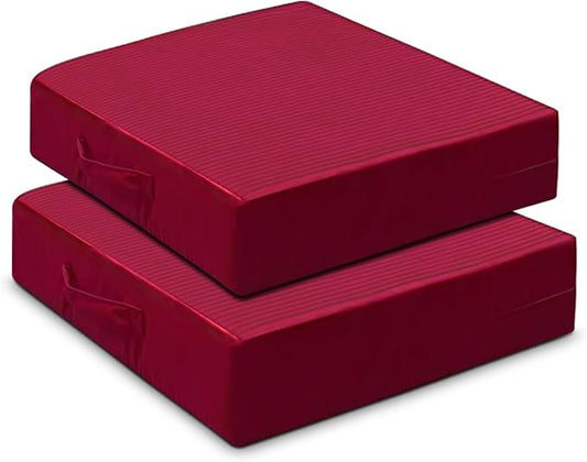 Large Floor Pillows for Adults, Thick Meditation Floor Cushions for Sitting Yoga, 22x22x5 Foam Seat Cushions Set of 2 for Furniture, Floor Pillow with Pleated Velvet Removable Cover, Burgundy