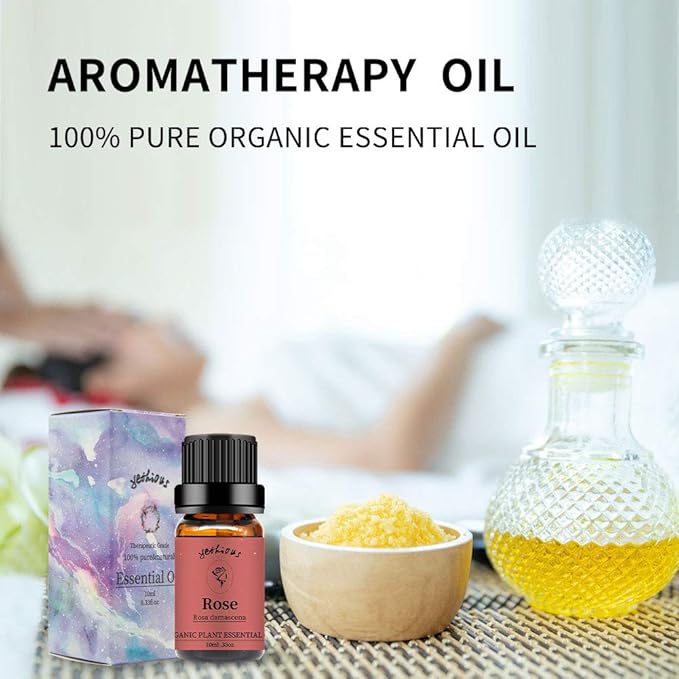yethious Rose Essential Oil Organic Flower Natrual Peony Essential Oil for Diffuser, Skin Care, Soap/Candles Making - 2 X 10ML Essential Oil Set Gift - Bloomnest