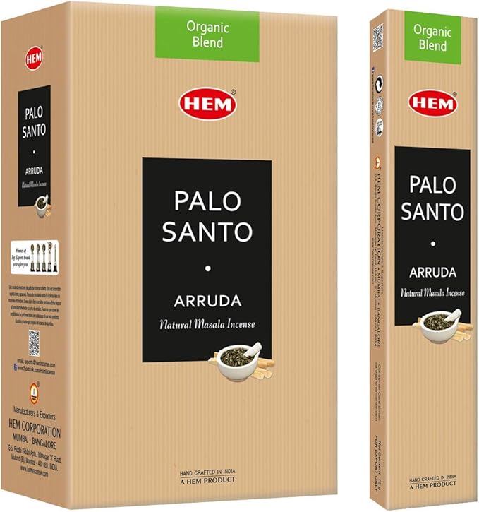 Hem Palo Santo Masala Incense Sticks | Natural Fragrance of Sandalwood for Positivity | Smudge Healing Incense for Stress Relief & Cleansing | Gift Set - Pack of 12 (15 GMS Each) HEM