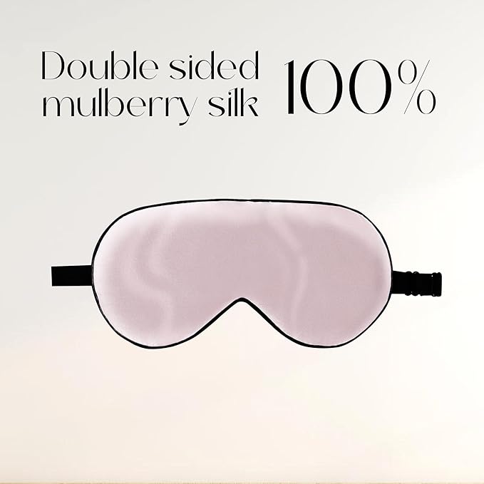 ZIMASILK 100% Natural Silk Sleep Mask Blindfold,Adjustable Super-Smooth Soft Eye Mask for Sleep with Bag(Pink) - Bloomnest