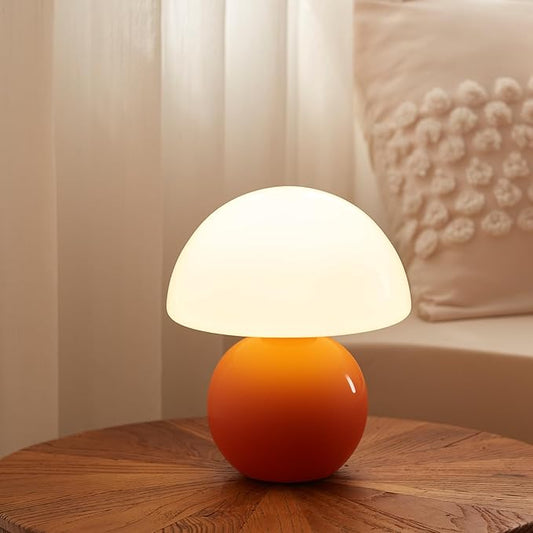Mushroom Lamp Table Lamp for Bedroom,Desk Bedside Small Lamps for Living Room Night Stands,Mushroom Decor Cute Mini Modern Mid Century Lamps,Unique Aesthetic Home Living Room Decor(Orange) - Bloomnest