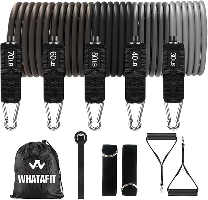 WHATAFIT Resistance Bands, Exercise Bands，Resistance Bands for Working Out, Work Out Bands with Handles for Men and Women Fitness, Strength Training Home Gym Equipment - Bloomnest