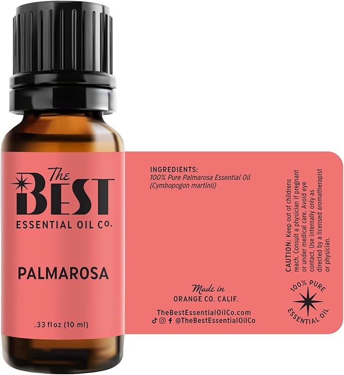 The Best Palmarosa Essential Oil- Premium Grade- 100% Pure & Natural for Aromatherapy, Diffuser, Spa, Massage, Air Freshener- 10 ml (.33 fl oz) - Bloomnest
