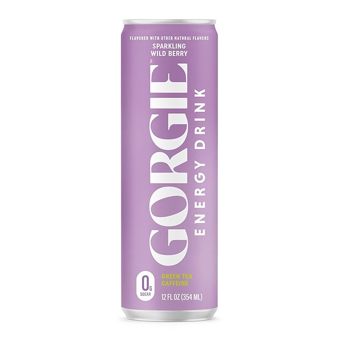 GORGIE Sugar Free Natural Energy Drinks, Wild Berry (12 Pack) - Healthy Energy Drinks - Natural Coffee Replacement with Green Tea Caffeine and Biotin - 150mg Caffeine, Vegan, & Low Calorie - Bloomnest