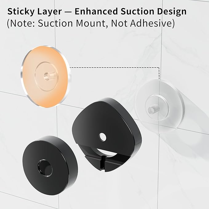 KEGII Shower Caddy Suction Cup with Hooks, Large Capacity Shower Suction Shelf, Heavy Duty Bathroom Organizer, No Drilling Stainless Steel Shampoo Holder for Bathroom Storage, Black - Bloomnest