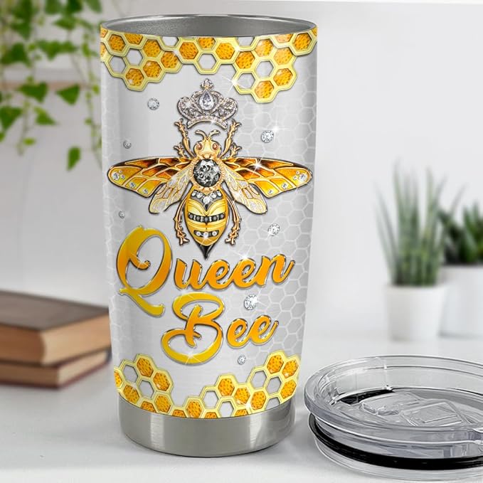 SANDJEST Bee Tumbler 20oz Jewelry Drawings Stainless Steel Insulated Tumblers Gifts for Women Girls Coffee Travel Mug Cup Gift for Birthday Christmas - Bloomnest