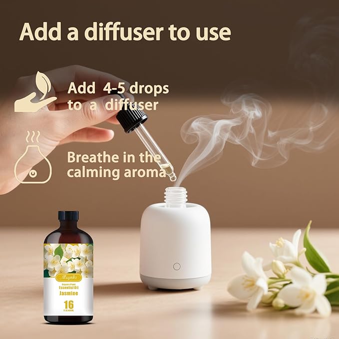 Jasmine Essential Oil-Jasmine Fragrance Oil 16.33oz (490ml)-100% Pure Natural Scent for Diffusers, Candles, Soap Making & Aromatherapy-Relaxing Home & Gift Essential Oil for Bath, Massage MLYNKLESSENTIALOILS
