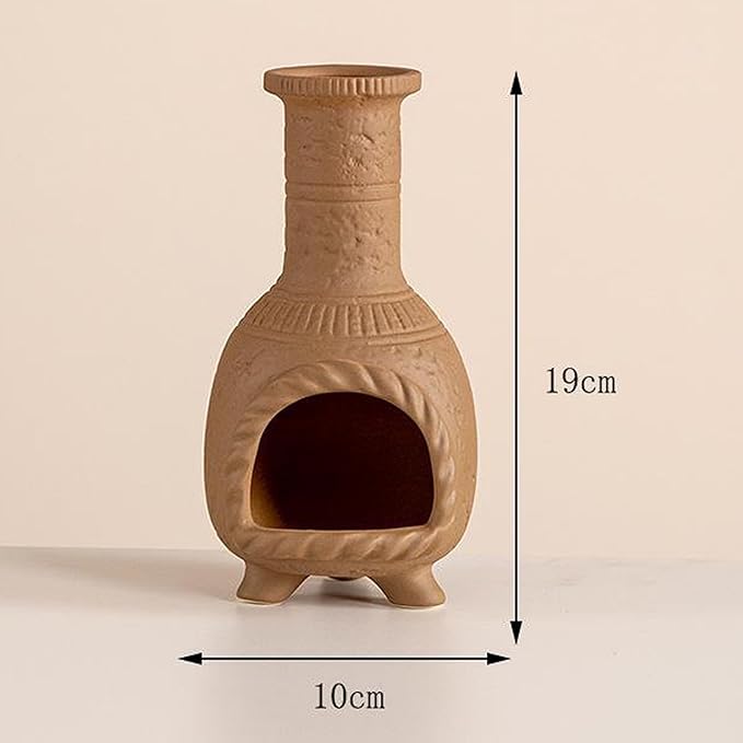 Mini Chiminea Ceramic Incense Burner, 7.5 x 4 inches, Handcrafted Clay Holder for Palo Santo and Sticks (Red Pottery-A) - Bloomnest