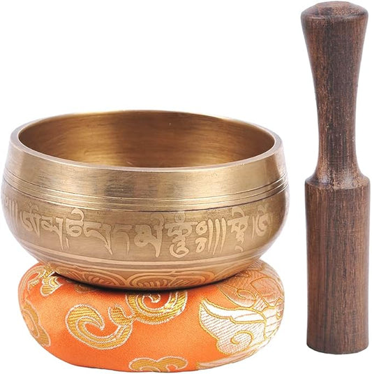 The Collection Royal Etched Tibetan Singing Bowl Set, Sound Bowl Meditation Set – Authentic Meditation Bell for Healing, Yoga, Chakra Balancing, Mindfulness, Zen Décor or Unique Gift TheCollectionRoyal
