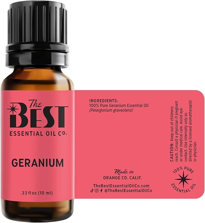 The Best Geranium Essential Oil- Premium Grade- 100% Pure & Natural for Aromatherapy, Diffuser, Spa, Massage, Air Freshener- 10 ml (.33 fl oz) - Bloomnest