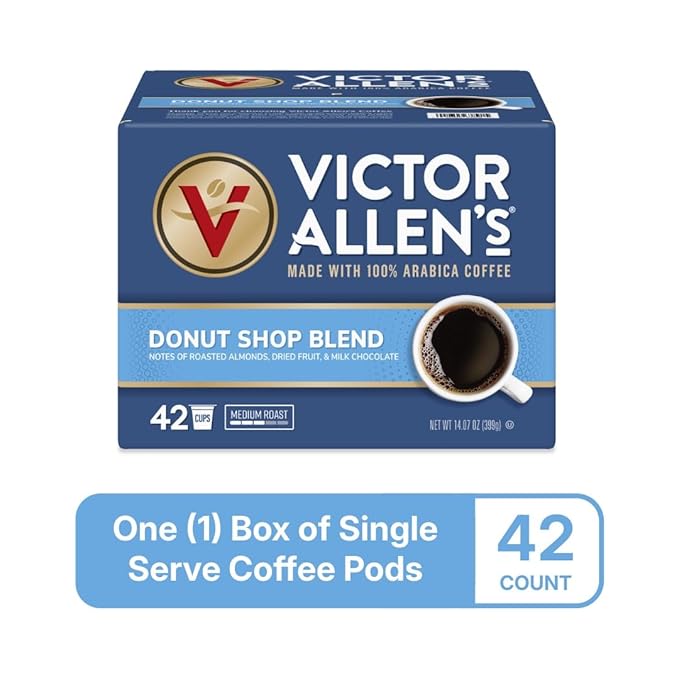 Victor Allen's Coffee Donut Shop Blend, Medium Roast, 42 Count, Single Serve Coffee Pods for Keurig K-Cup Brewers - Bloomnest