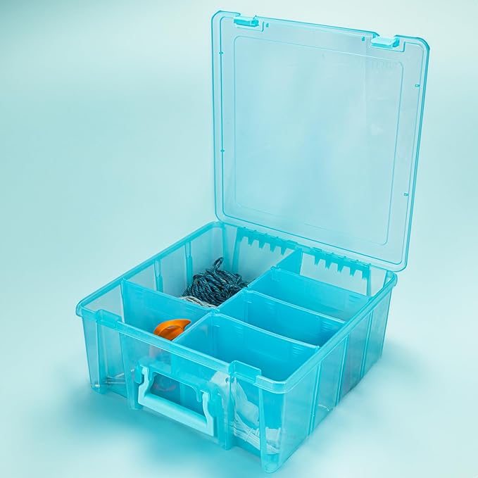 ArtBin 6990AA Super Satchel Double Deep Compartment Box - Art Storage with 8 Removable Compartments, Smart Closure for Craft Supplies (Aqua Mist- Pack of 1) - Bloomnest