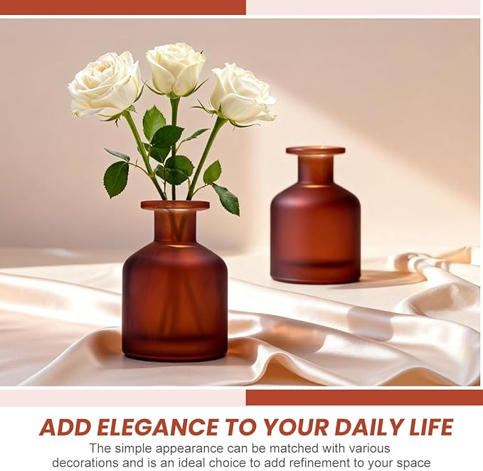 130ML/4.3OZ Amber Red Glass Diffuser Bottle Empty Refillable Aromatherapy Container Fragrance Accessories for Essential Oils & DIY Crafts Bloomnest