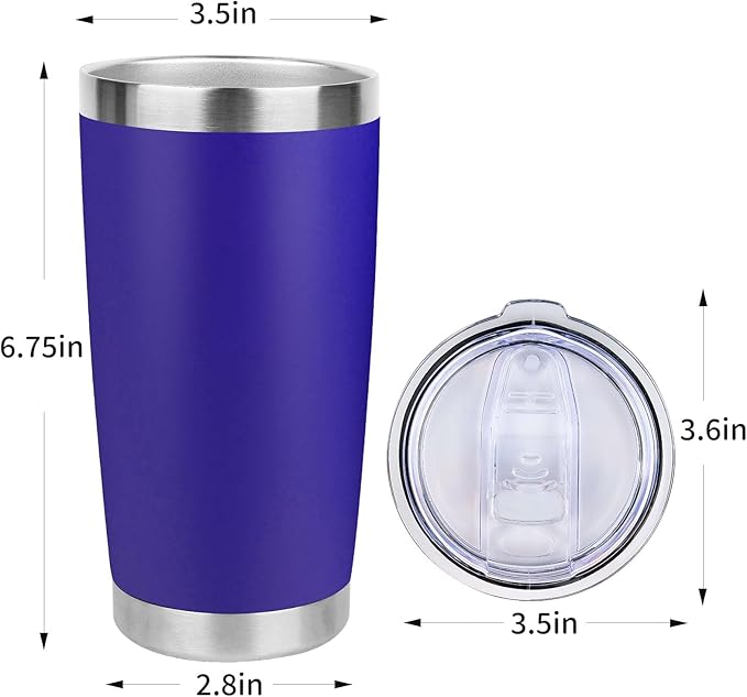 20oz Stainless Steel Tumbler with Lid, Travel Mug - Double Wall Vacuum Powder Coated Cup - Dark Blue, 1 Pack - Bloomnest