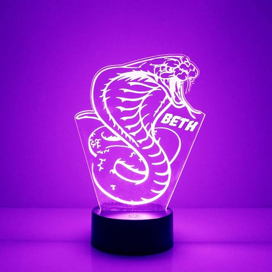 Cobra Snake Custom 3D Illusion Lamp with Remote | LED Night Light with Personalized Name, Logo, Image, Design | 4 Modes, 16 Light Colors | USB or Battery Power | Made in The USA - Bloomnest