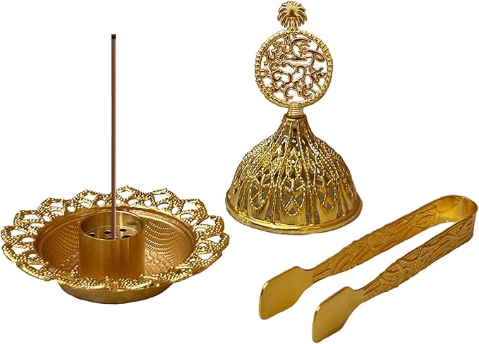 Majewel 3 in 1 Incense Holder, Vintage Incense Holders for Sticks with 9 Holes, Incense Burner Ash Catcher, Brass Incense Stick and Cone Burner for Meditation, Yoga, Home Decor(Coconut)
