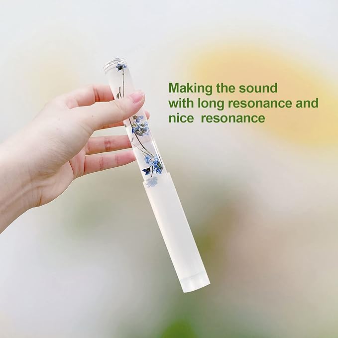 Singing Bowl Mallet Clear Acrylic Base Silicone Rubber Striker Mallet for Playing Quartz Crystal Singing Bowl with Bundle Pocket(Floral) - Bloomnest